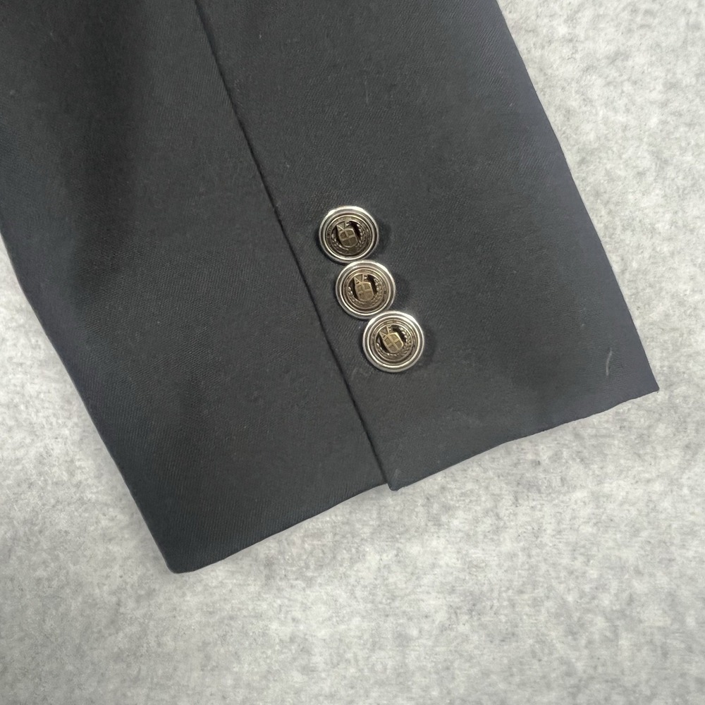 Alan Flusser Men's 3 Silver‎ Gold Metal Button Sport Coat Blazer 46L Black - Picture 7 of 10